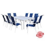 11 piece Seaside White & Navy Dine